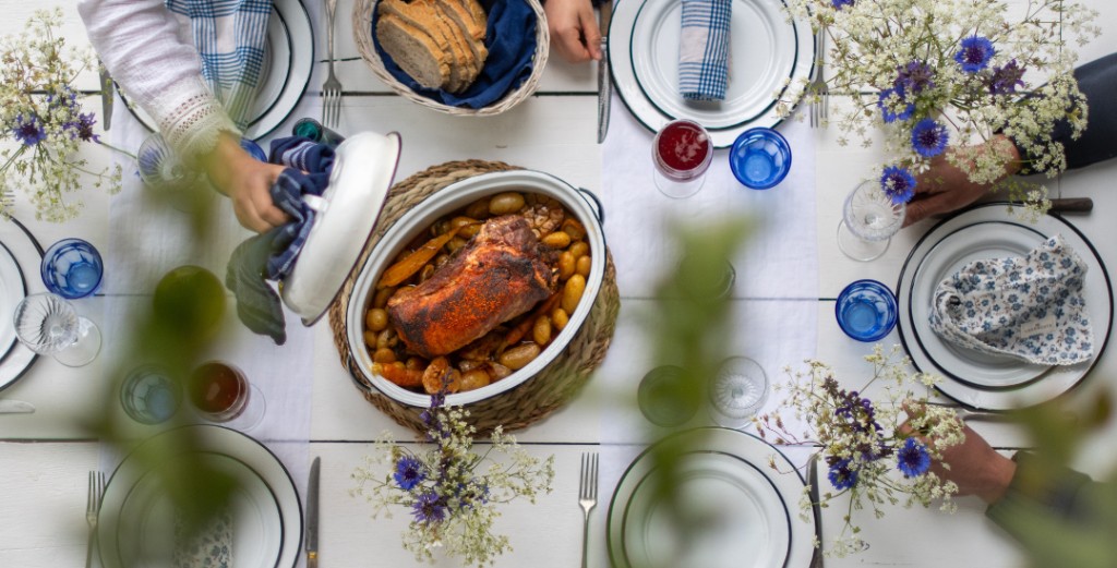 Rôti roulé à la grecque et ses légumes