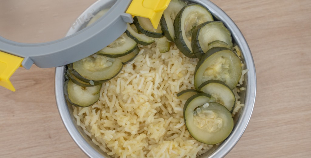 Riz aux courgettes cuit à la vapeur - Édition Batchcooking